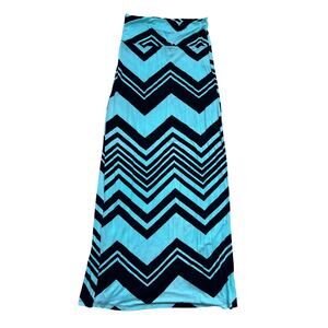 Justify Chevron Print Mint Green + Black Maxi Skirt Small
